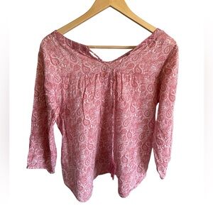 World Market Women’s Paisley BoHo Style Print Pink Blouse Top, Size S/M